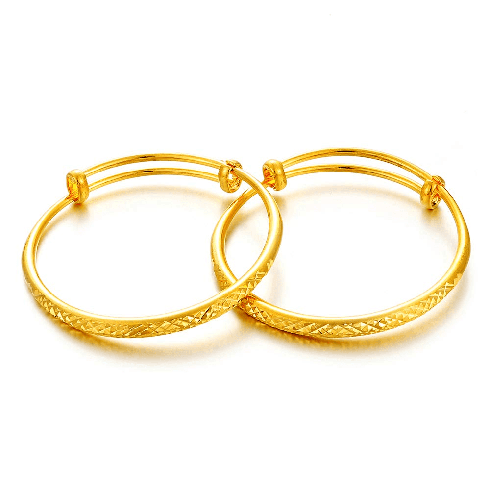 2pcs/lot 18K Gold Plated Baby To toddlers Adjustable Bangles Bracelets Christmas Gifts