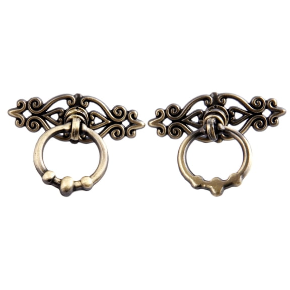 2pcs Drawer Ring Knobs Cabinet Handles Cupboard Pulls Furniture Hardware Antique Bronze Red Brass Single Hole 34mm Zinc Alloy