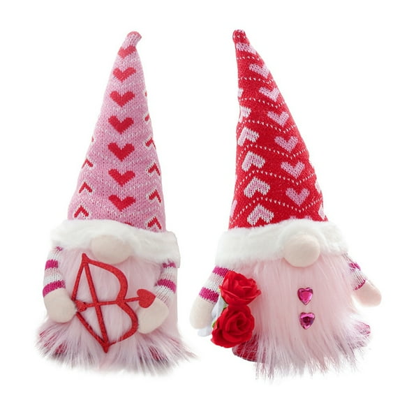 2pcs/lot Valentine's Day Doll, Handmade Plush Gnomes Faceless Doll Standing Holiday Home Table Gnome Gift Decoration for Girlfriends (not include battery)