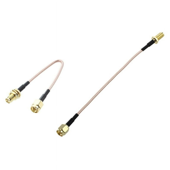 2pcs ma Male To Sma Female Nut Bulkhead Crimp Rg316 Coax Cable Jumper Pigtail Celsius- 14cm & 15cm,2 x SMA male SMA female cable,Black & Gold