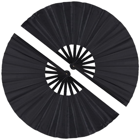 2pcs pack Large Foldable Hand Fan 27cm 11inch 2pcs Black Solid Handheld Fan for DIY Painting