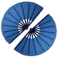 thumbnail image 1 of 2pcs pack Large Foldable Hand Fan 27cm 11inch 2pcs Blue Solid Handheld Fan for DIY Painting, 1 of 7
