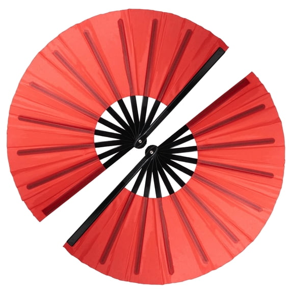 2pcs pack Large Foldable Hand Fan 27cm 11inch 2pcs Red Solid Handheld Fan for DIY Painting