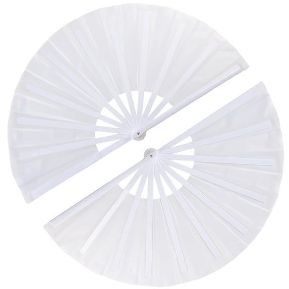 2pcs pack Large Foldable Hand Fan 27cm 11inch 2pcs White Solid Handheld Fan for DIY Painting
