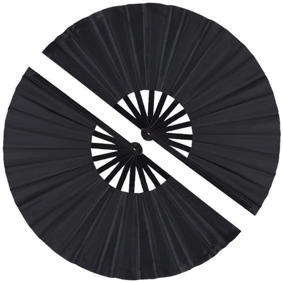 2pcs pack Large Foldable Hand Fan 33cm 13inch 2pcs Black Solid Handheld Fan for DIY Painting