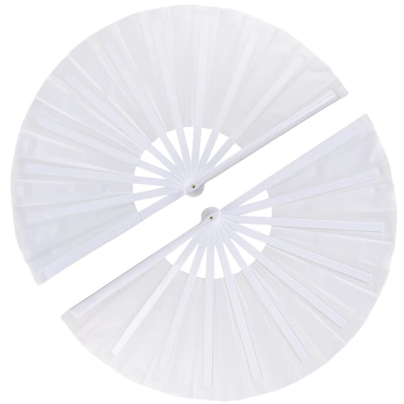 2pcs pack Large Foldable Hand Fan 33cm 13inch 2pcs White Solid Handheld Fan for DIY Painting
