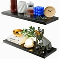 thumbnail image 1 of 2pcs/set 24" Wall Mounted Wood Floating Shelves Storage Shelving for Livingroom Bedroom, 1 of 8