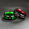 thumbnail image 1 of 2pcs/set 8mm Celticolong inlaid red/green tungsten steel black ring, men's ladies' wedding ring set, couple pair ring, men's stainless steel ring, give him/her Valentine's Day gift,6-2, 1 of 7