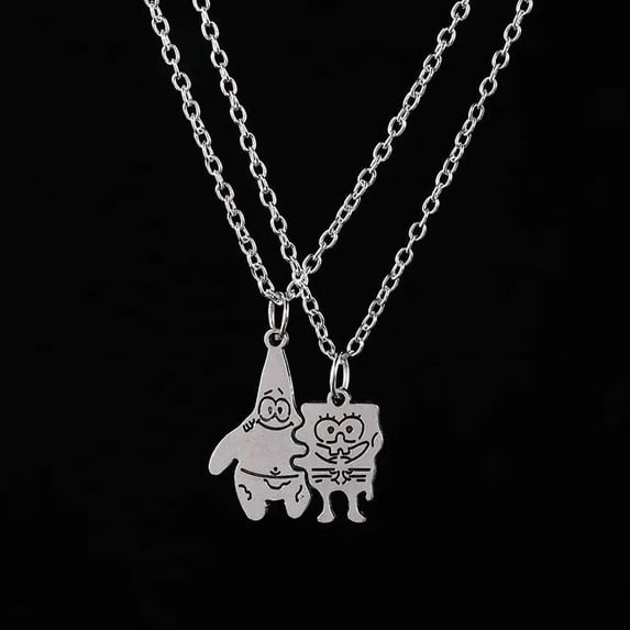 2pcs/set Best Friends Couple Matching Pendant Necklace Cartoon Character Star Chain Necklace Friendship Jewelry Gifts wholesale