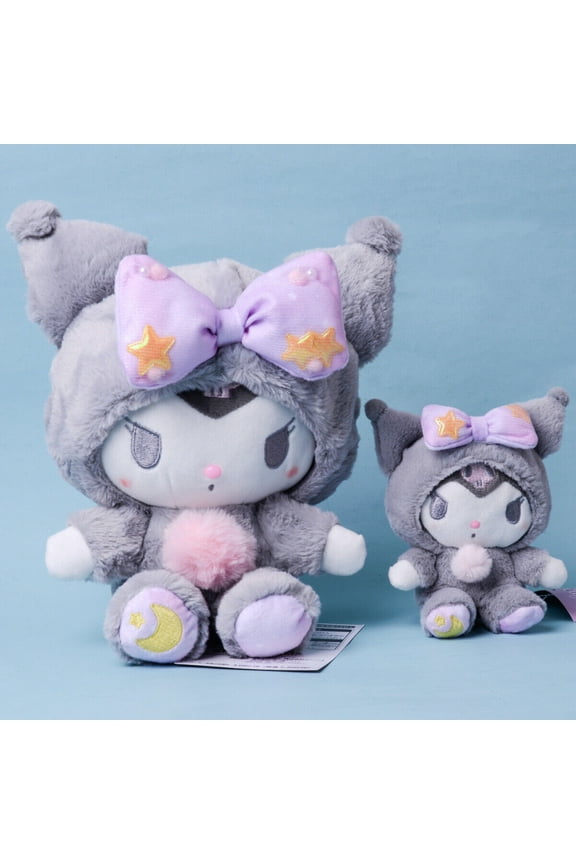 2pcs/set Cute Kitty Kuromi Cinnamoroll Melody Plush Doll Toy Keychain, Soft Stuffed Animal Doll Pendant Kids Gift - 9 inch / 6 inch