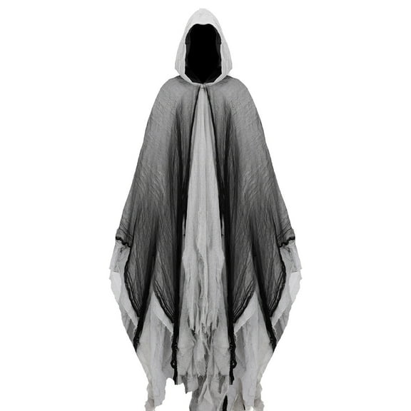 2pcs/set, Halloween Cloak Costume with Ghost-headed Sickle, Womens Halloween Hooded Cloak Black Cape with Hood Unisex Vampire Cape Costume, Halloween Costumes, Party Accessory