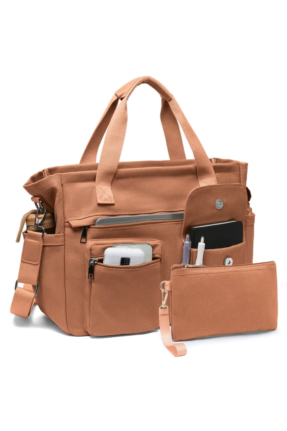 2pcs/set Large Canvas Tote Bag for Women, Laptop Work Bags Crossbody Shoulder Hobo Messenger Handbag Purse Travel Gym Totes