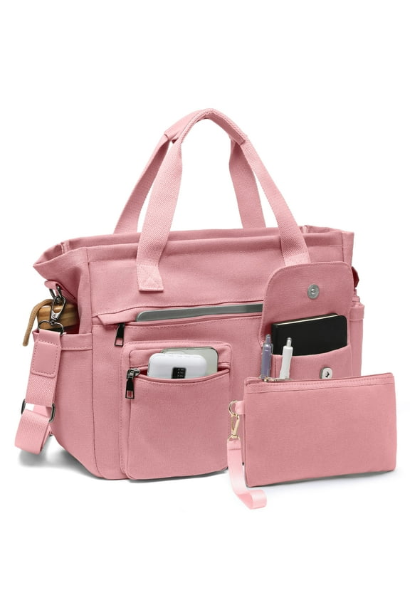 2pcs/set Large Canvas Tote Bag for Women, Laptop Work Bags Crossbody Shoulder Hobo Messenger Handbag Purse Travel Gym Totes