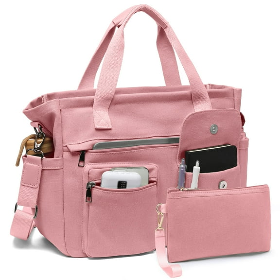 2pcs/set Large Canvas Tote Bag for Women, Laptop Work Bags Crossbody Shoulder Hobo Messenger Handbag Purse Travel Gym Totes