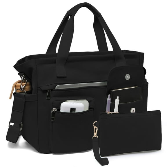 2pcs/set Large Canvas Tote Bag for Women, Laptop Work Bags Crossbody Shoulder Hobo Messenger Handbag Purse Travel Gym Totes