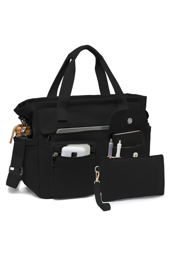 2pcs/set Large Canvas Tote Bag for Women, Laptop Work Bags Crossbody Shoulder Hobo Messenger Handbag Purse Travel Gym Totes