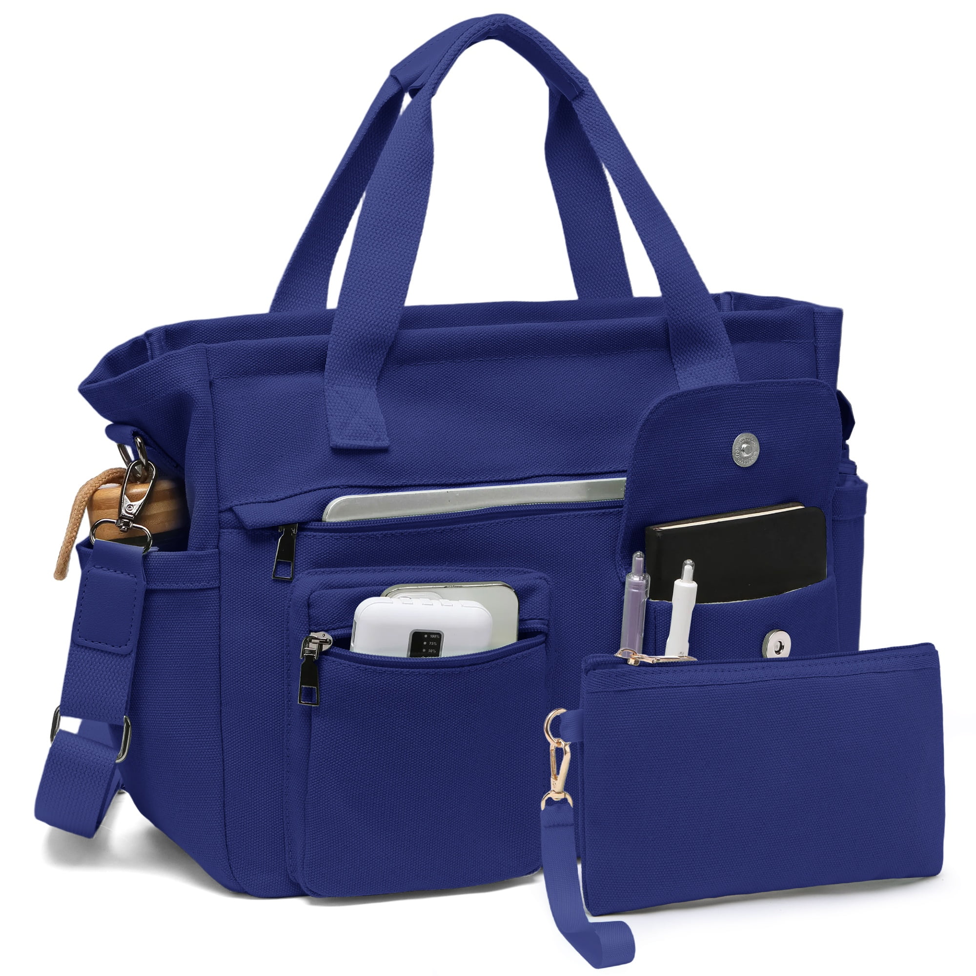 2pcs/set Large Canvas Tote Bag for Women, Laptop Work Bags Crossbody Shoulder Hobo Messenger Handbag Purse Travel Gym Totes