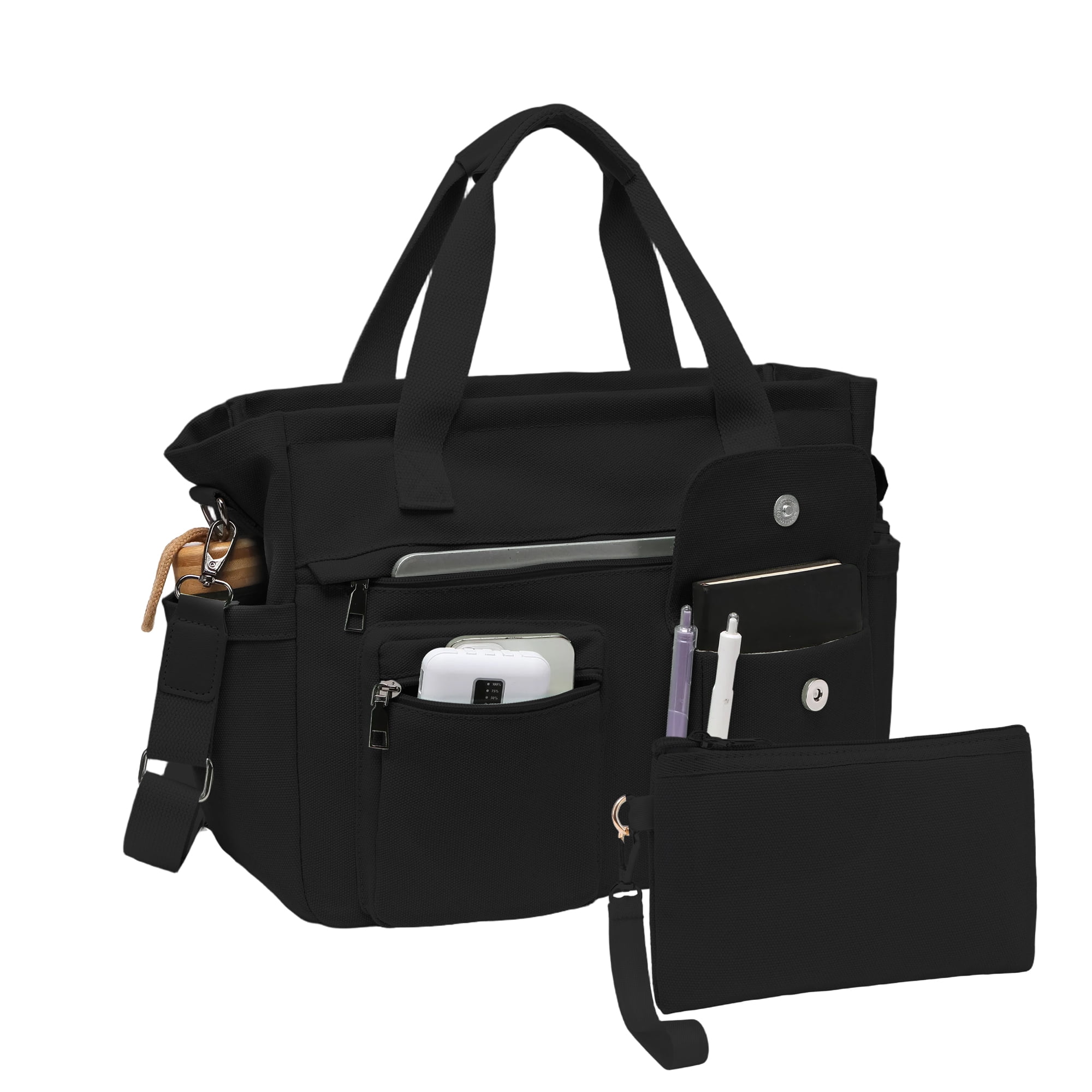 2pcs/set Large Canvas Tote Bag for Women, Laptop Work Bags Crossbody Shoulder Hobo Messenger Handbag Purse Travel Gym Totes