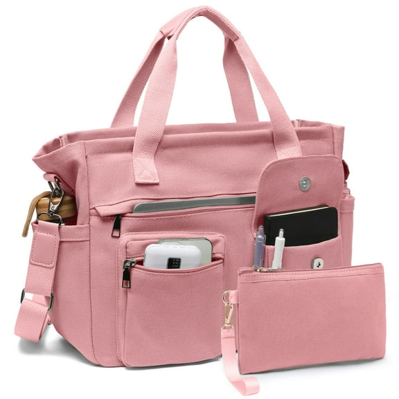 2pcs/set Large Canvas Tote Bag for Women, Laptop Work Bags Crossbody Shoulder Hobo Messenger Handbag Purse Travel Gym Totes