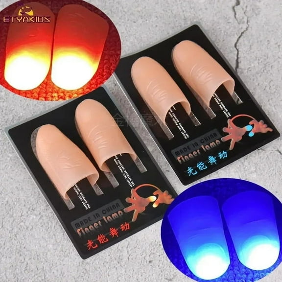 2pcs/set Magic Finger Thumbs Light Toys for Adult Magic Trick Props Blue Light Led Flashing Fingers Party Concert Finger Light