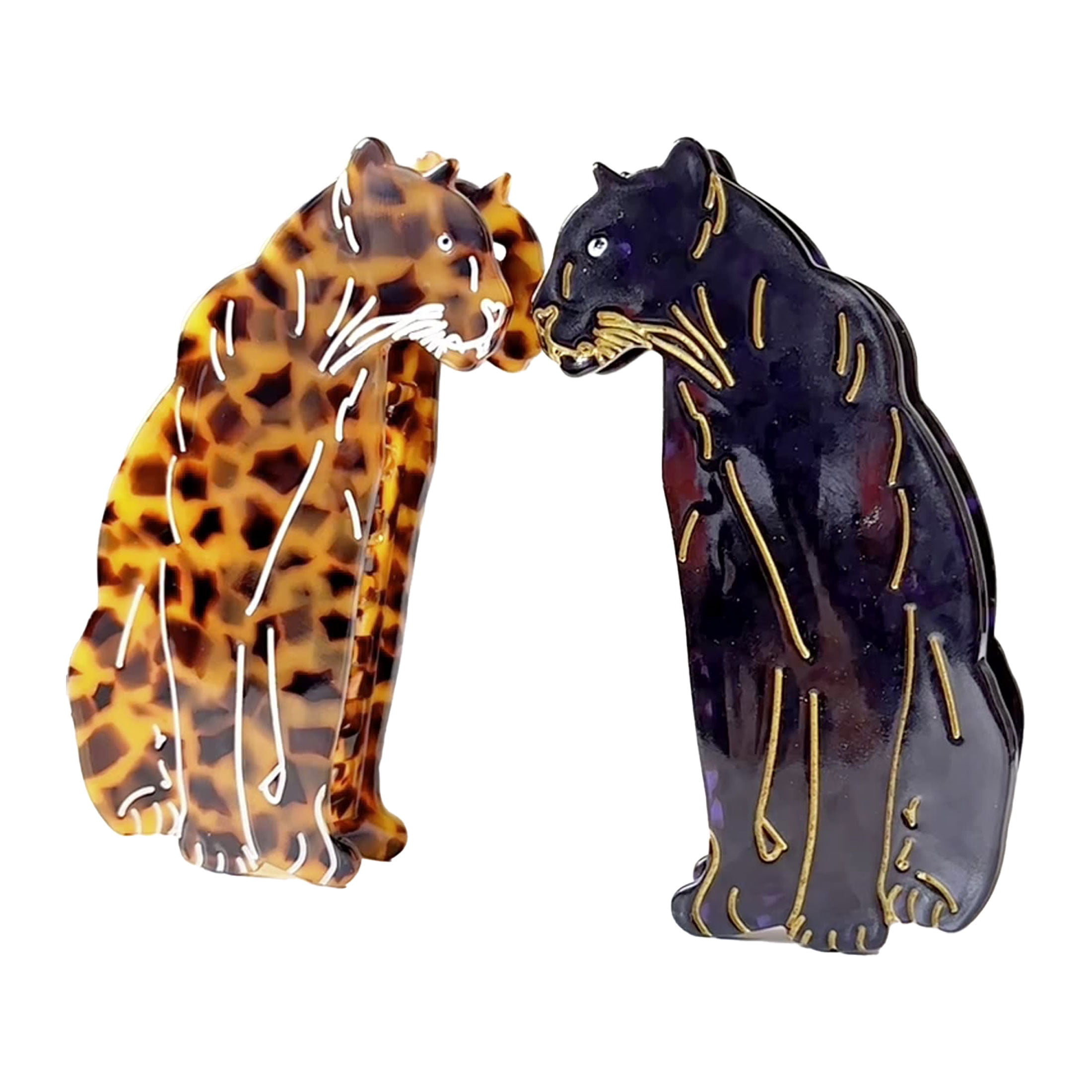 2pcs/set   Simple Versatile Leopard Through Black Purple Jaguar Modeling Large Shark Clip Grip Clip Hair Accessories For Women