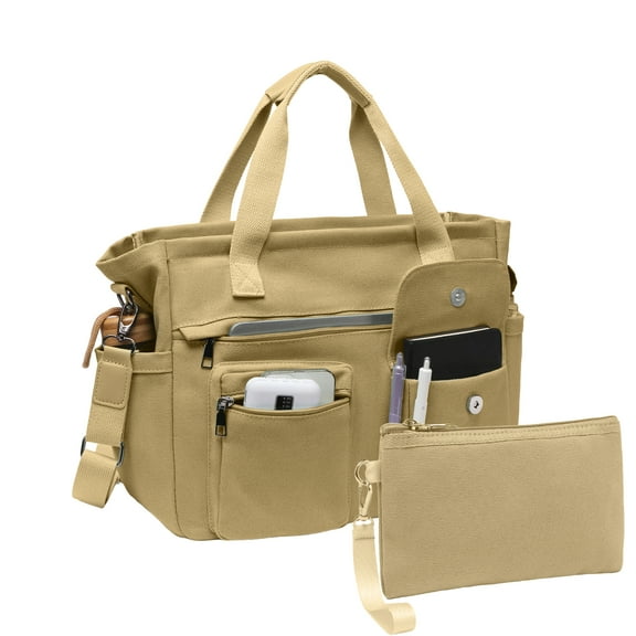 2pcs/set Small Canvas Tote Bag for Women, Laptop Work Bags Crossbody Shoulder Hobo Messenger Handbag Purse Travel Gym Totes