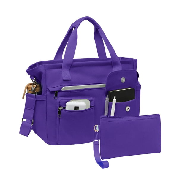 2pcs/set Small Canvas Tote Bag for Women, Laptop Work Bags Crossbody Shoulder Hobo Messenger Handbag Purse Travel Gym Totes