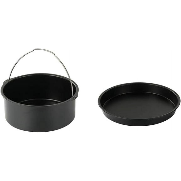 2pcs/set Universal Air Fryer Accessory set Steel Pizza Pan Baking Cake Barrel For