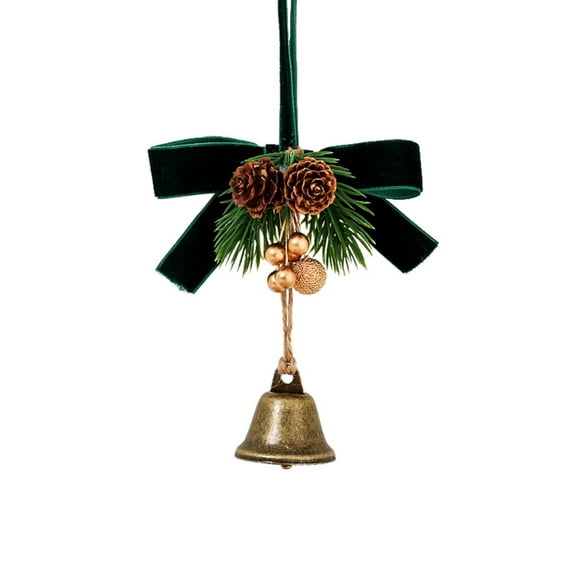 2pcs/set, Vintage Gold Christmas Bell, Christmas Bell for Decoration, Velvet Christmas Bell Ornaments, Metal Jingle Bells with Bows for Christmas Tree, Door Garland, Wreath & Holiday Decor