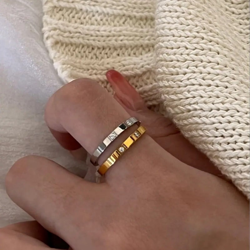 2pcs/ set of Women'S Geometric Pattern Titanium Steel Rings - Perfect ...