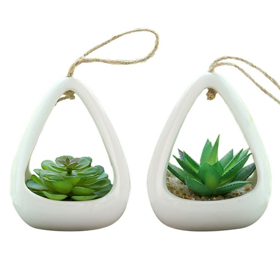2pcs simulation succulents creative ornaments fashion wall hanging artificial artificial flowers green plants - type:style3;