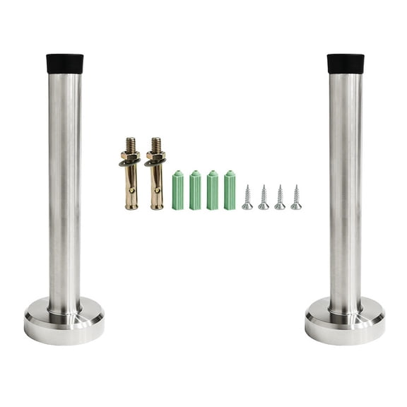 Steel Door Stops, Wall Mounted Clips With Rubber Tips, Shock Absorbing, Polished Surface, 2 Pack, Bathroom And Bedroom Hardware