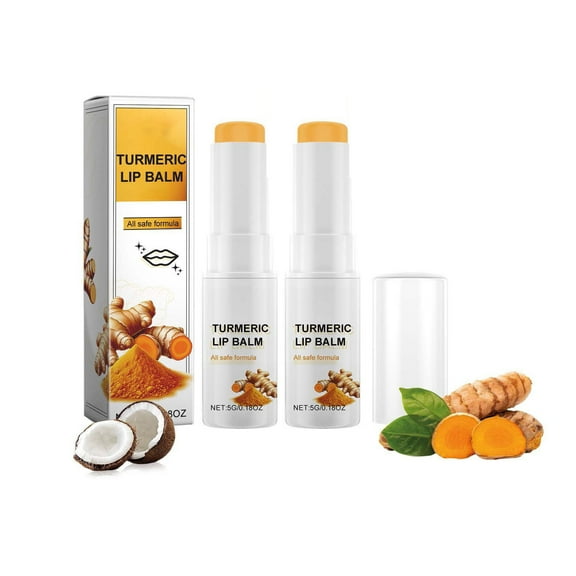 2pcs urmeric Lip Balm, Dark Lip Care, Repairs Dry, Chapped, and Dull Lips, Fades Lip Lines, Gently Nourishes, Moisturizes, and Soothes, Brightens and Smoothes Lips