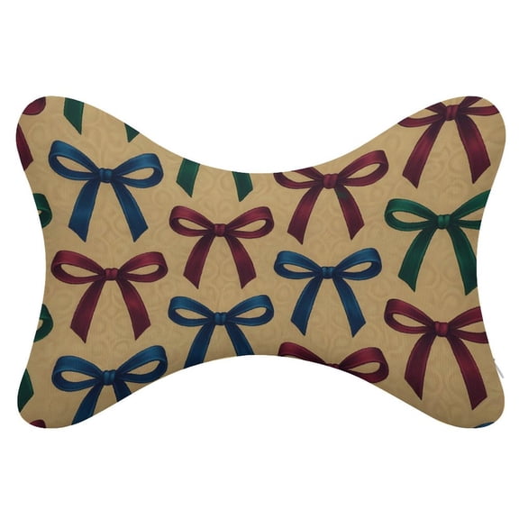 2pie Car Bone Pillow With Memory Cotton Pillow Core Removable Full Support Casual And Comfortable Sophisticated Thin Velvet Jewel Tone Ribbon Bow Pattern