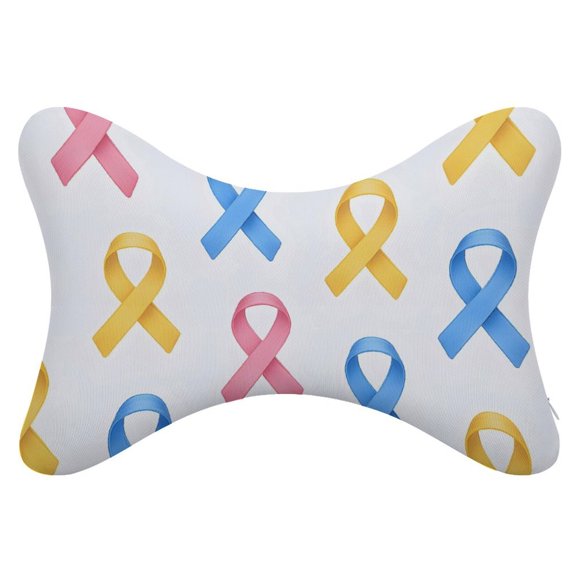 2pie Car Bone Pillow With Memory Cotton Pillow Core Removable Full Support Casual And Comfortable Cancer Awareness Ribbon Pattern - Classic Colors