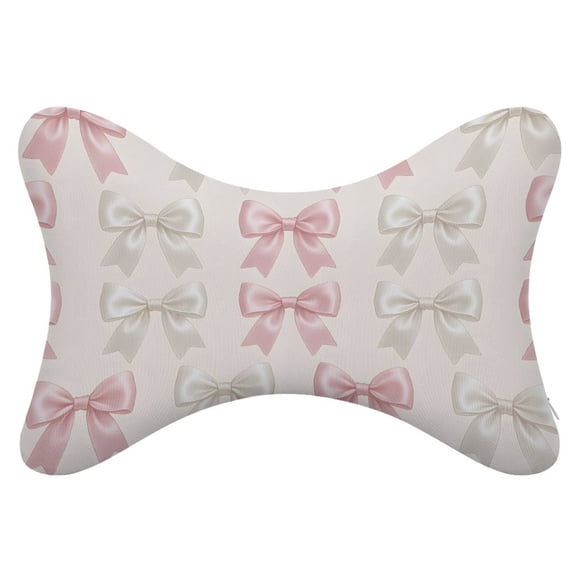 2pie Car Bone Pillow With Memory Cotton Pillow Core Removable Full Support Casual And Comfortable Elegant Pastel Satin Ribbon Bow Pattern
