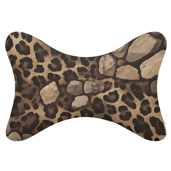 2pie Car Bone Pillow With Memory Cotton Pillow Core Removable Full Support Casual And Comfortable Leopard Skin Print Style FireBrick_2