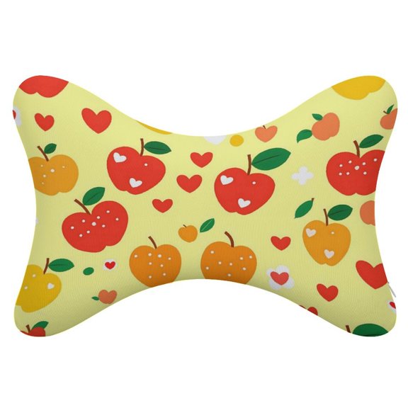 2pie Car Bone Pillow With Memory Cotton Pillow Core Removable Full Support Casual And Comfortable Yellow And Red Apples