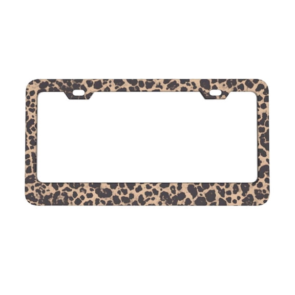 2piece License Plate Frame Metal Car Accessories License Plate Cover Fits Standard U.S. Vehicles 12.3x 6.3 Inches Leopard-5