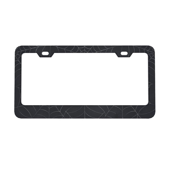2piece License Plate Frame Metal Car Accessories License Plate Cover Fits Standard U.S. Vehicles 12.3x 6.3 Inches Spider Web Halloween Pattern