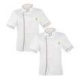thumbnail image 1 of 2pieces Men Women Chef Unisex Short Sleeve Jacket Kitchen Coat Visible Button, 1 of 8