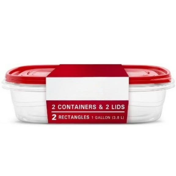 2pk 1.1gal Plastic Rectangle Food Storage Containers - Ruby Red: Microwave & Freezer Safe