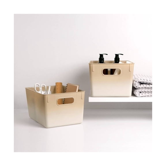 2pk 7"x8.11" Decorative Storage Ombre Bin Tan