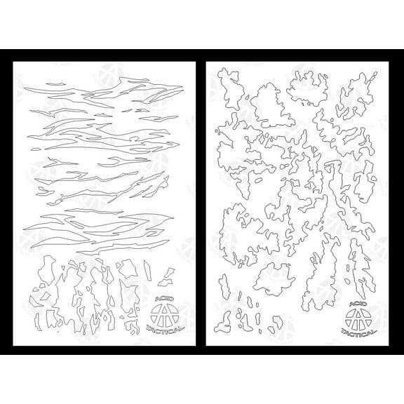 2pk ADHESIVE Camouflage Airbrush Paint Duracoat Gun Stencils ATACS Tiger Stripe