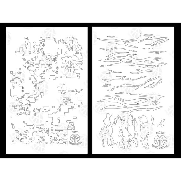 2pk ADHESIVE Camouflage Airbrush Paint Gun Camo Stencils - Digital Tiger Stripe