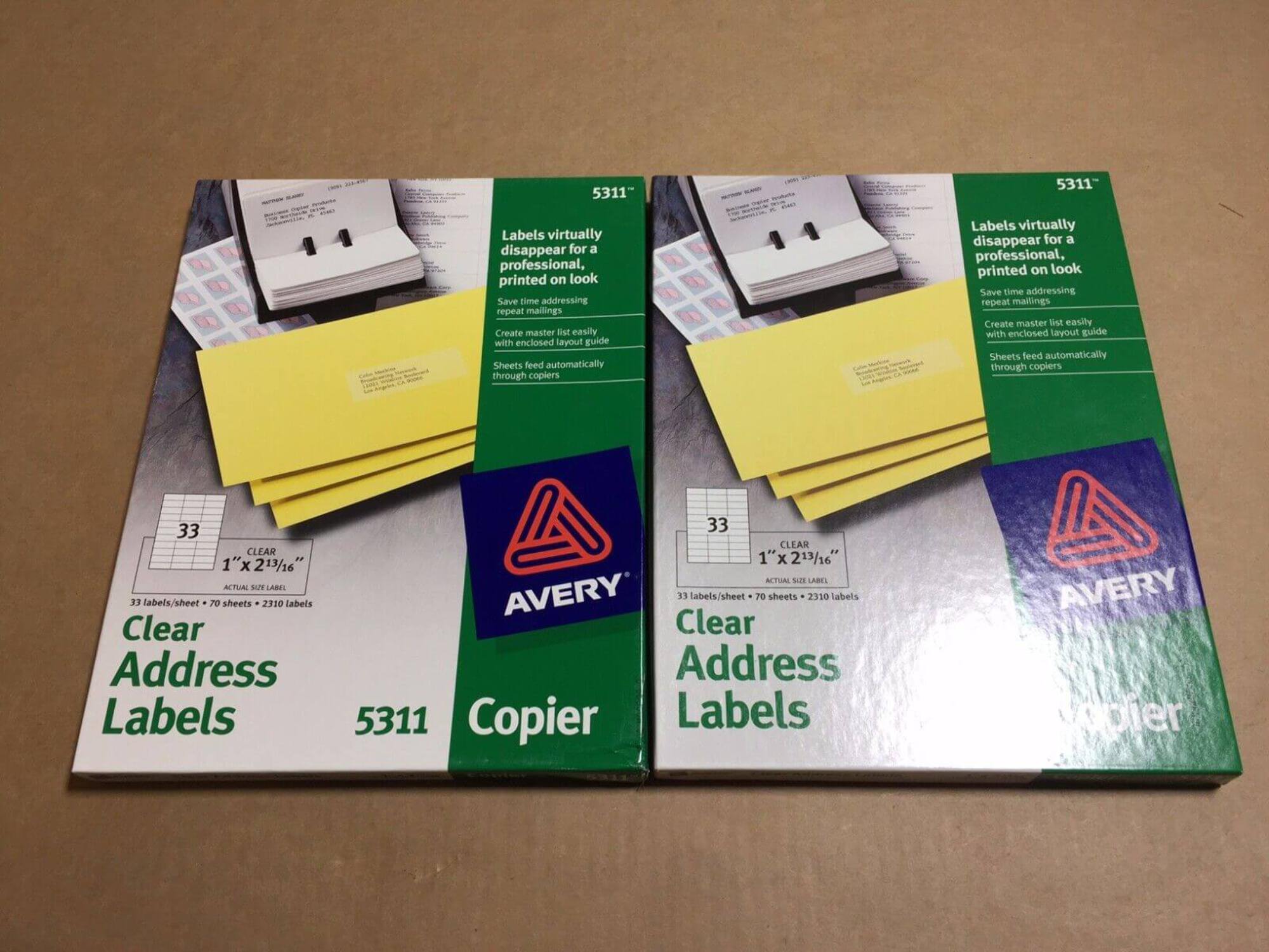 2pk Avery Clear Address Labels For Copiers 1" X 2-13/16" -(5311)