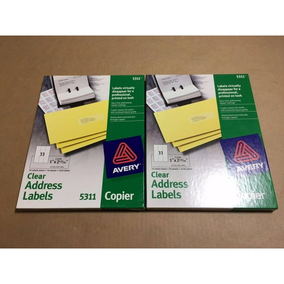 2pk Avery Clear Address Labels For Copiers 1" X 2-13/16" -(5311)