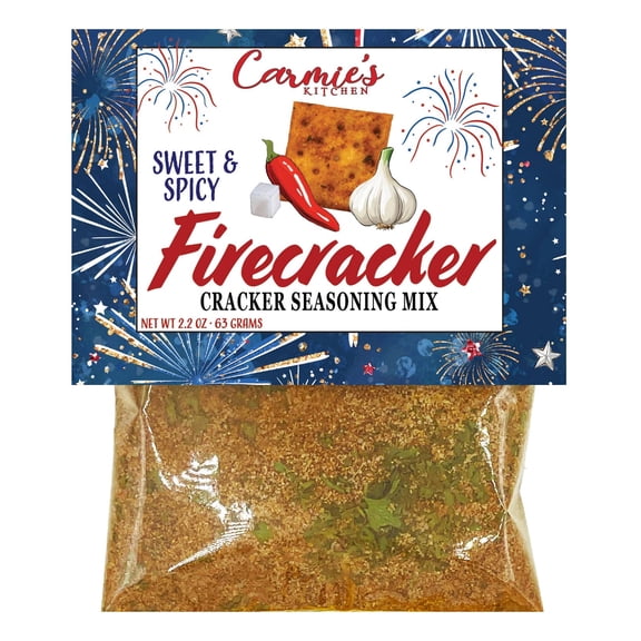 2pk Carmies Kitchen Firecracker Cracker Seasoning Variety Pack Sweet & Spicy 2.2 oz + Rocket Ranch 2.2 oz Gourmet Cracker Seasoning Mix, Spicy Ranch Snack Mix, Party Appetizer Seasoning
