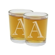 2pk Etched Monogram 2.5oz Shot Glasses Letter A A-Z Personalized shot glass, Custom shot glasses,Set of two Shot Glasses, Initial Birthday Gift shot glass Cute