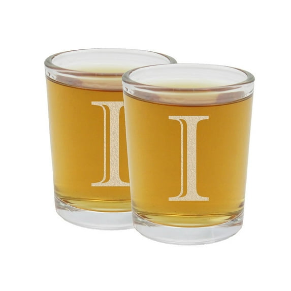 2pk Etched Monogram 2.5oz Shot Glasses (Letter I) A-Z Personalized shot glass, Custom shot glasses, Set of two Shot Glasses, Initial Birthday Gift shot glass Cute